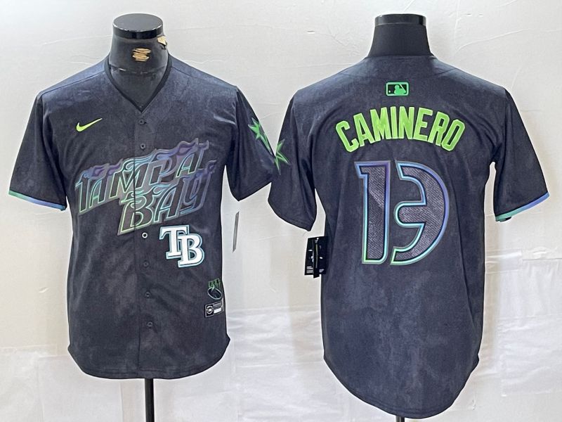 Men Tampa Bay Rays #13 Caminero Black City Edition Nike 2024 MLB Jersey style 4->tampa bay rays->MLB Jersey